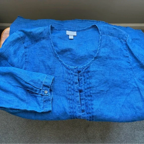 J. Jill Blue Button-Front Blouse - Picture 4 of 8